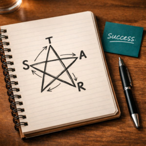 STAR drawing in a notebook