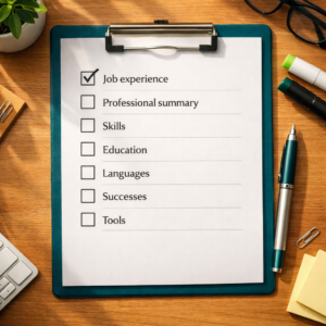 Resume checklist on a desktop